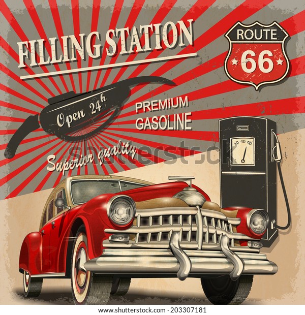 Filling station retro
poster