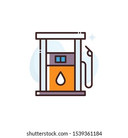Filling Station vector illustration. Outline filled Travel & Tourism icons.