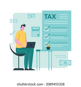 Filling tax paper at home vector illustration