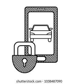 filling texture smartphone with car and close padlock security