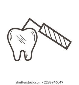 Filling of tooth on white background