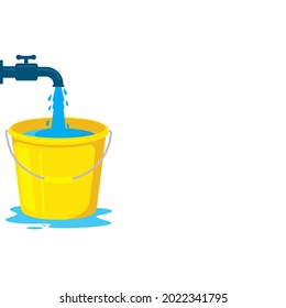 filling water from faucet to bucket vector illustration design template web