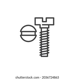 Fillister head screw line icon. linear style sign for mobile concept and web design. Machine screw outline vector icon. Symbol, logo illustration. Vector graphics