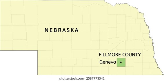 Fillmore County and city of Geneva location on Nebraska state map