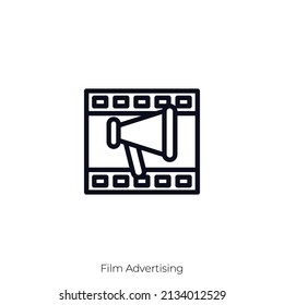 Film Advertising icon. Outline style icon design isolated on white background