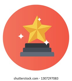 Film award, flat rounded vector icon.