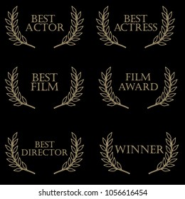 Film awards: best actor, best actress, film awards, best director, best film, winner. Film festival, movie awards, olive brunch