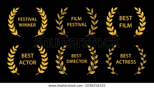 Film Awards Gold Award Wreaths On Stock Vector (Royalty Free) 1038256525