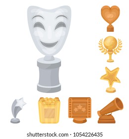 Film awards and prizes cartoon icons in set collection for design. The World Film Academy vector symbol stock web illustration.