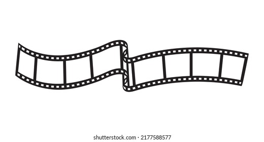 The film is black and white, curved by a wave. Minimalism. A simple illustration.