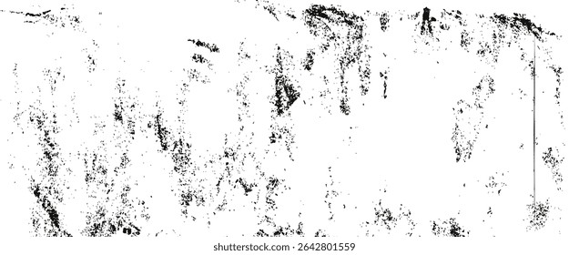 Filme preto e branco velho texturizado sobreposição. Efeito de foto áspero angustiado. Quadro de filtro antigo. Textura grunge com pó, arranhões e listras de grão. Decoração retrô transparente vetorial.