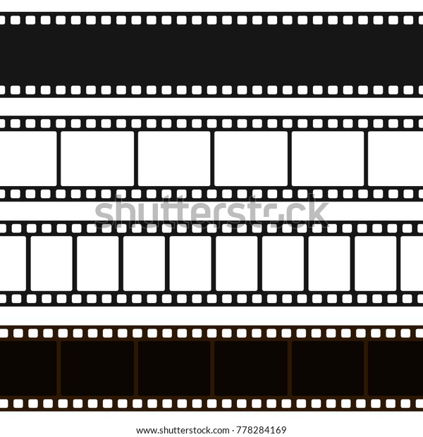 フィルムの白黒のストリップ 画像 映画の投影用の空白のシーケンスを持つ長いフィルムライン ベクターフラットスタイルの漫画のイラスト のベクター画像素材 ロイヤリティフリー