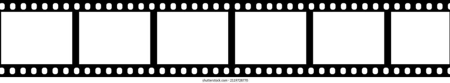 Film . Blank film. Retro frame. Black and white reel. Film strip vector realistic illustration isolated on white background. Film roll template.