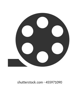 Film bobbin icon. Flat icon of retro style bobbin isolated on white background. Vector illustration.