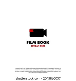 Film book logo design modern, projector with book logo icon template silhouette