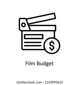 Film Budget vector outline icon for web isolated on white background EPS 10 file