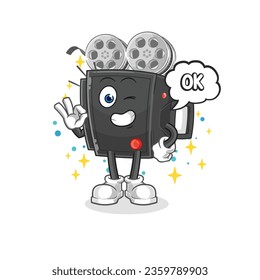 the film camera agree mascot. cartoon vector