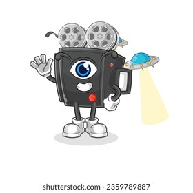 the film camera alien cartoon mascot vector
