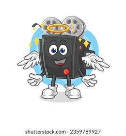 the film camera angel with wings vector. cartoon character
