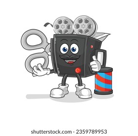 the film camera barber cartoon. cartoon mascot vector