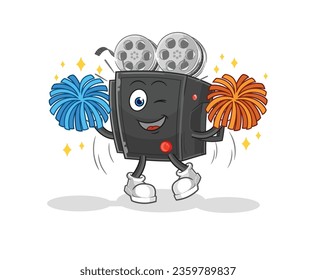 the film camera cheerleader cartoon. cartoon mascot vector
