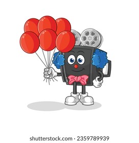 the film camera clown with balloons vector. cartoon character