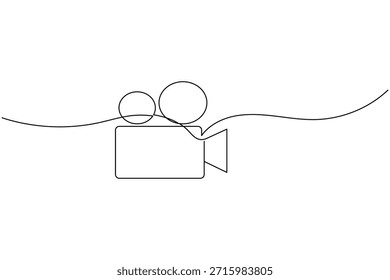 Dibujo de línea continua de la cámara de película, cine y concepto de Fotografía.