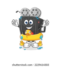 the film camera with duck buoy cartoon. cartoon mascot vector