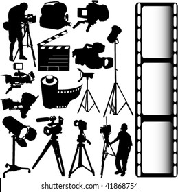 film, camera and equipments vector