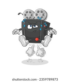 the film camera fart jumping illustration. character vector