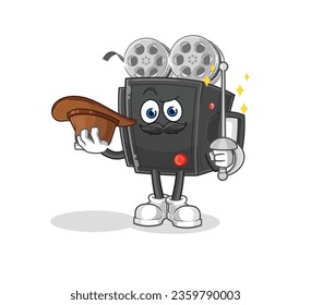 the film camera fencer character. cartoon mascot vector