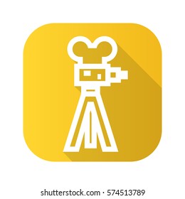Film camera flat linear long shadow icon. Vector line symbol.