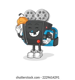 la cámara de cine va al vector escolar. personaje de caricatura