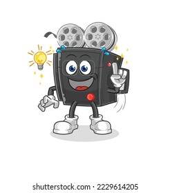 the film camera got an idea cartoon. mascot vector