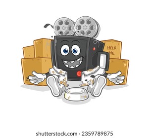 the film camera homeless character. cartoon mascot vector
