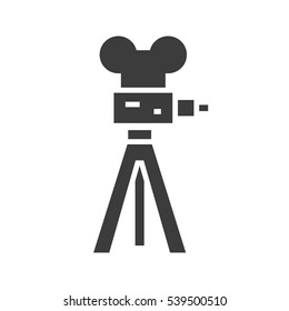 Film camera icon. Drop shadow silhouette symbol. Negative space. Vector isolated illustration.