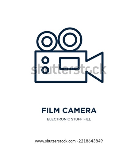 film camera icon from electronic stuff fill collection. Thin linear film camera, camera, photo outline icon isolated on white background. Line vector film camera sign, symbol for web and mobile