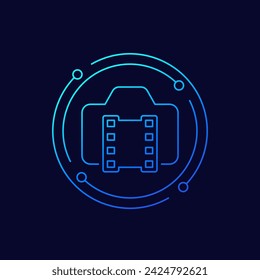 film camera icon, linear design