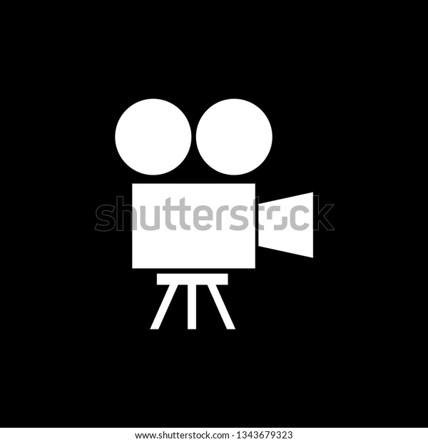 Film Camera Icon On Black Background. Black\
Flat Style Vector\
Illustration.