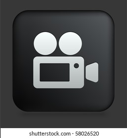 Film Camera Icon On Square Black Internet Button Original Illustration