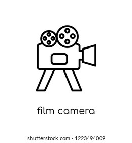 film camera icon. Trendy modern flat linear vector film camera icon on white background from thin line Cinema collection, editable outline stroke vector illustration