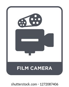 film camera icon vector on white background, film camera trendy filled icons from Electronic stuff fill collection, film camera simple element illustration