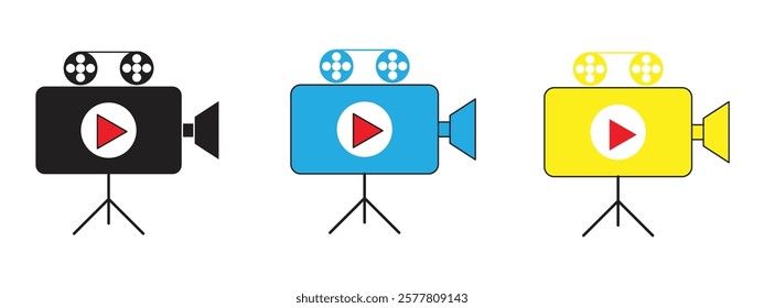 film camera icon, which serves as a media, recording, video, photo and film theme. isolated on white background.