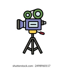 film camera icon with white background vector stock illustration