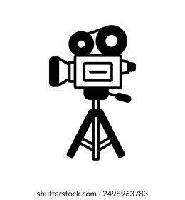 film camera icon with white background vector stock illustration