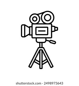 film camera icon with white background vector stock illustration