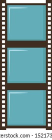 Film der Kamera, Illustration, Vektorgrafik auf weißem Hintergrund.