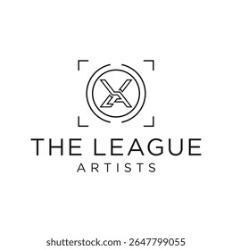 design do logotipo da indústria da câmera de filme com letra X ou L ou A