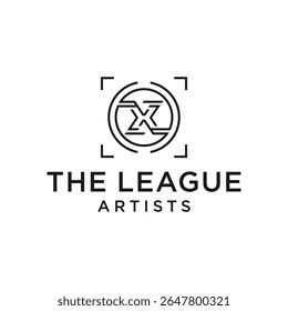 design do logotipo da indústria da câmera de filme com letra X
