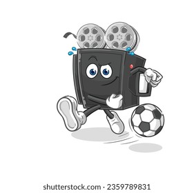 the film camera kicking the ball cartoon. cartoon mascot vector